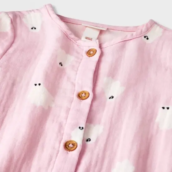 Baby Girls' Ghost Gauze Long Sleeve Romper - Halloween - Cat & Jack&trade; Light Pink image {2}