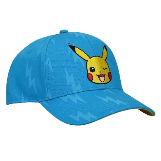 Pokemon Pikachu Winking Face Men's Blue Baseball Cap image {3}
