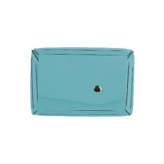 JAM Paper Italian Leather Business Card Holder Case with Angular Flap Teal Blue Sold Individually image {4}
