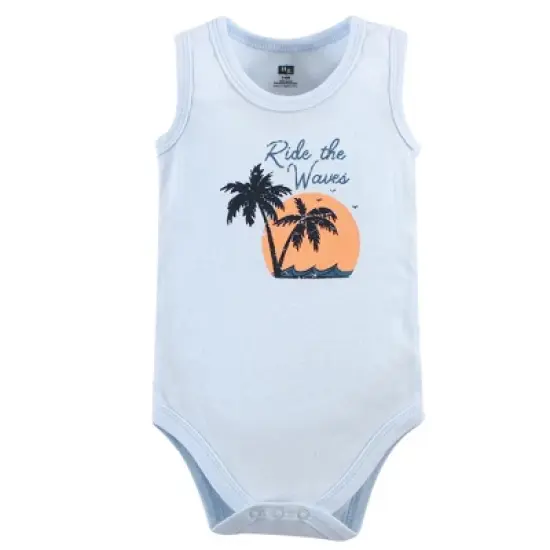 Hudson Baby Infant Boy Cotton Sleeveless Bodysuits 5pk, Gone Surfing image {3}