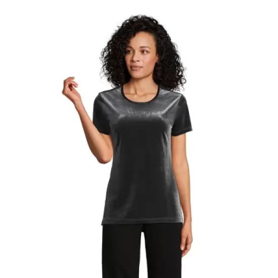 Lands' End Women's Short Sleeve Velvet Crew Neck Top image {1}