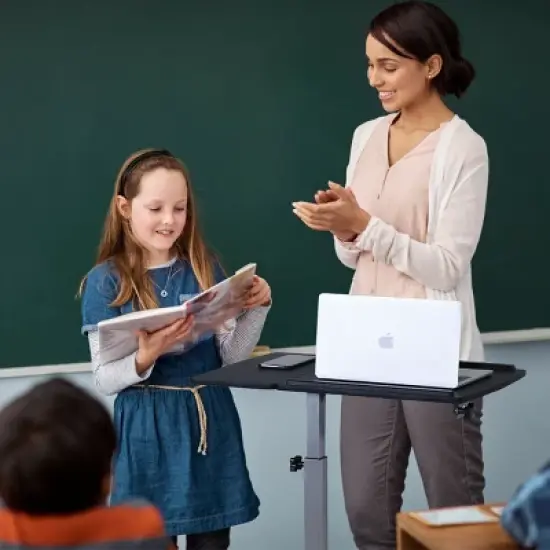 Costway Adjustable Angle & Height Rolling Laptop Notebook Desk Stand Over Sofa Bed Table image {2}