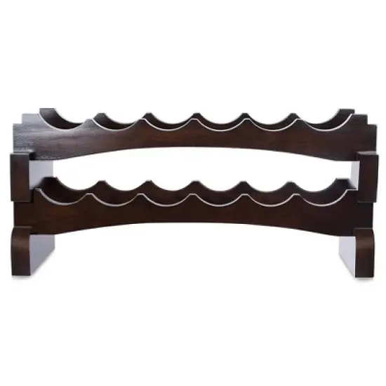 BIRDROCK HOME Stackable Wood bottle Rack  - 2 Wooden Wave Bars - Set of 2-12 Bottle - Espresso image {2}