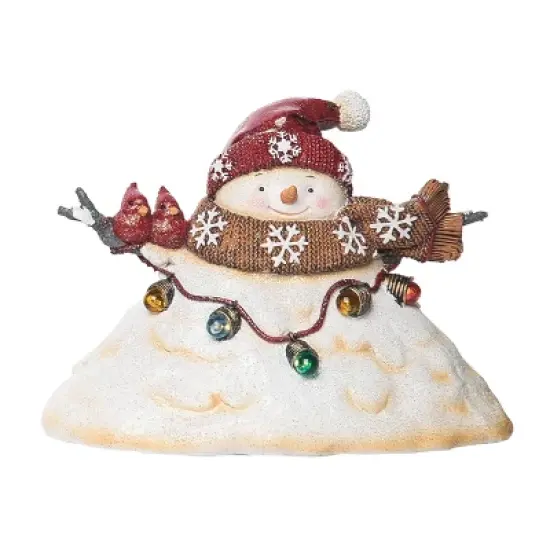 Transpac 7.5 in Off-White Light Up Melting Snowman Christmas Decor Resin Decorative Object image {1}