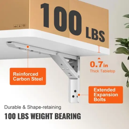 VEVOR Wall Mounted Folding Table, Wall Mount Drop Leaf Tables, Wooden Floating Desk for Dining, Laundry Room, Office, 23.6" x 15.6" Fold Down Desk image {3}