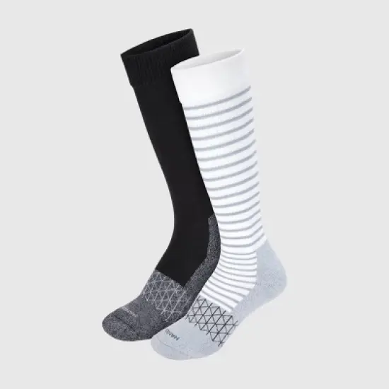 Hanes Women's Absolute Wellness 2pk Over-the-Calf Socks, Mild Graduated Compression - Gray/Black 5-9: Cotton Blend, Cushioned Sole, Seamless Toe image {7}