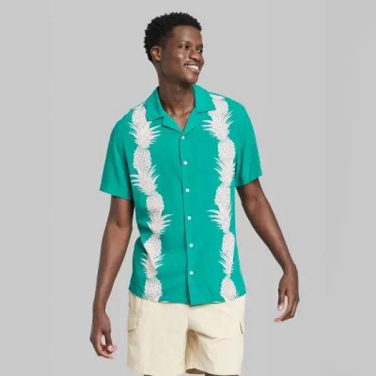 Men's Regular Fit Short Sleeve Button-Down Shirt - Original Use&trade; Teal Green image {1}