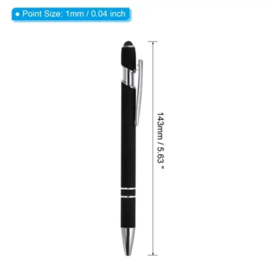 Unique Bargains Metal Black Ink Medium Point 2 in 1 Ballpoint Pen with Screen Touching Tip Style 1 12 Pcs image {1}