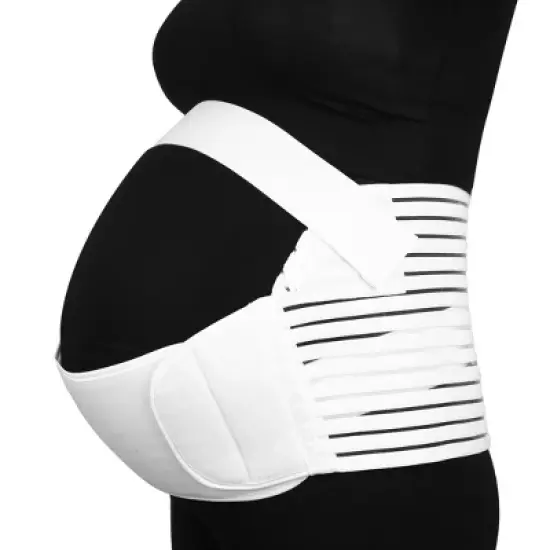 Unique Bargains Maternity Support Belt Pregnancy Waist Abdomen Belly Back Brace Band White image {1}