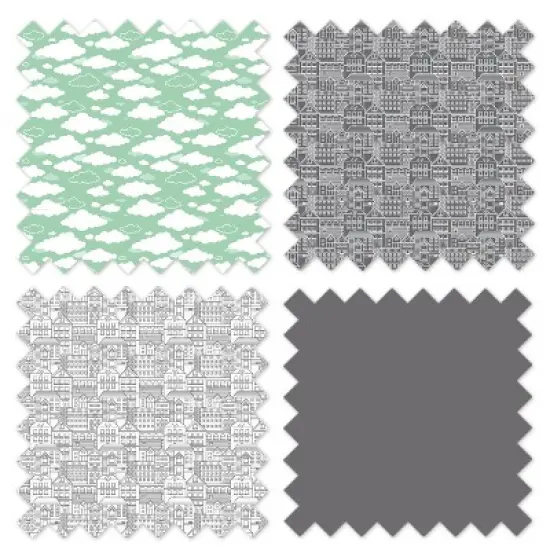 Bacati - Clouds in the City Mint//Gray Collapsible Laundry Hamper image {5}