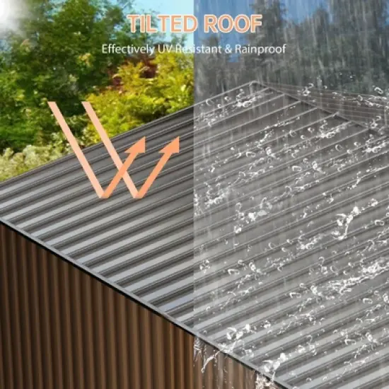 Outdoor Metal Storage Shed， Large Weatherproof Garden Shed for Tools，with Lockable Doors and Sloping Roof，for Lawn Equipment, Patio & Backyard image {5}