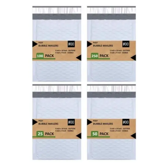 Link Size #00 5"x10" Poly Bubble Mailer Self-Sealing Waterproof Shipping Envelopes Pack Of 25/50/100/250 image {5}