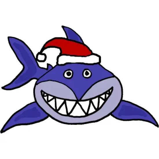 Men's Design By Humans Funny Christmas Shark in Santa Hat By SmileToday Tank Top image {1}