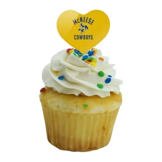 McNeese State University Cowboys Logo Heart Love Cupcake Picks Toppers Decoration Set of 6 image {4}