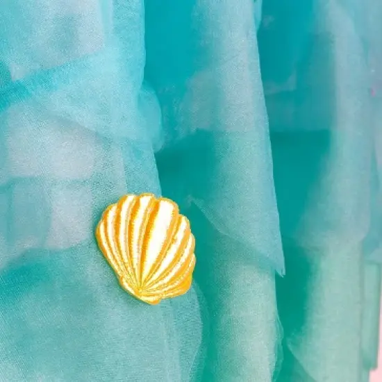 HearthSong Mermaid Blue Scalloped Gauze Canopy with LED Lights and Decorative Applique and cute Shells and Starfish image {14}