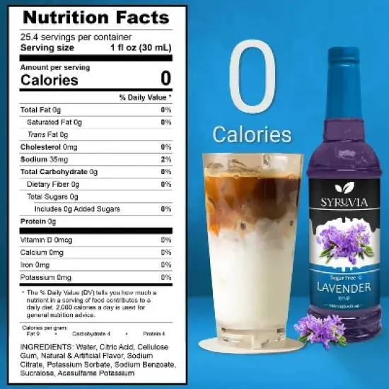 Syruvia Sugar Free Lavender Syrup - 25.4 fl oz. Premium Flavoring Syrup For Coffee image {2}