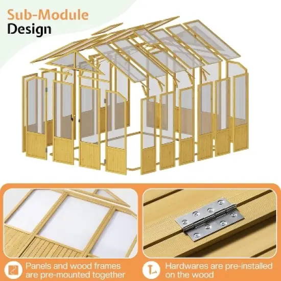 AMERLIFE Wooden Greenhouse, Pre-Assembled Solid Cedar Frame, Walk-in Design image {2}