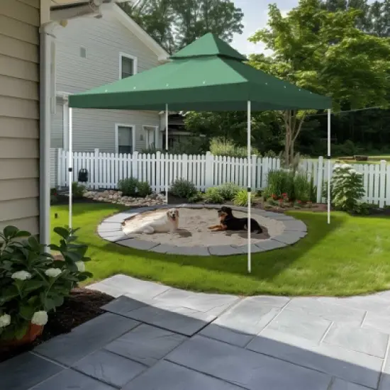 Yescom 8x8Ft 2-Tier Gazebo Top Replacement UV30+ for 2 Tier Outdoor Patio Canopy Cover Party Backyard Garden Green image {1}