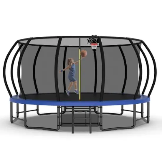 QingMoon 16FT Outdoor Trampoline With Six Stabilizing Poles,Six W-shaped Legs,UV-Resistant Safety Trampoline Fence For Kids And Adults image {2}