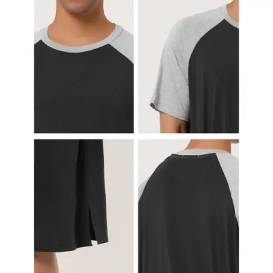 Lars Amadeus Men's  Comfy Lounge Soft Pajamas Loose Short Sleeves Sleep Nightgown Nightwear image {5}