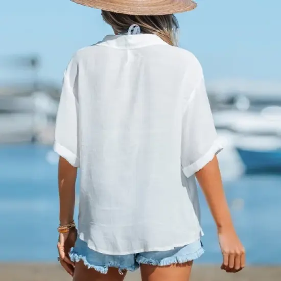 Women's Button-Front Cover Up Shirt - Cupshe image {1}