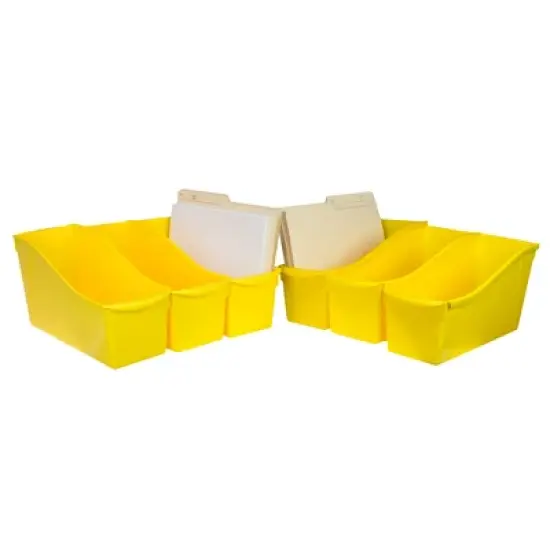 Storex Large Book Bin, Yellow, Pack of 6 image {1}
