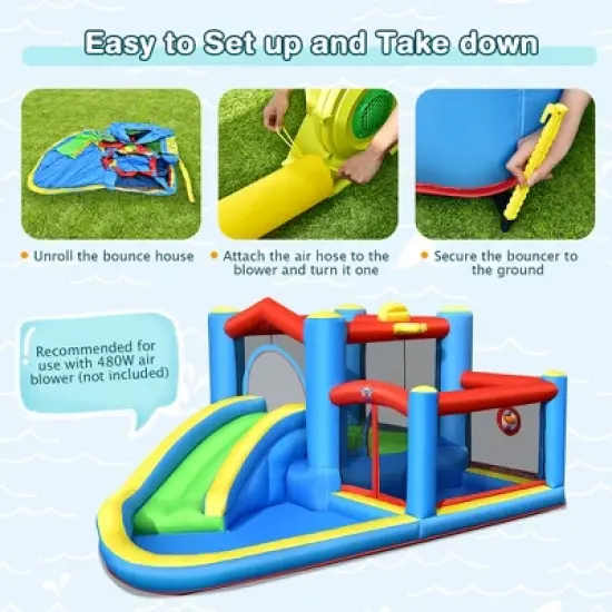 Costway Inflatable Kids Water Slide Outdoor Indoor Slide Bounce Castle (without Blower) image {7}