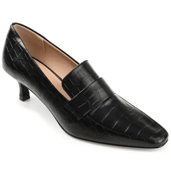 Journee Collection Womens Celina Kitten Heel Loafer Square Toe Pumps image {9}