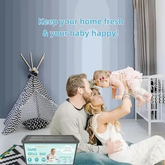 Itopfox Diaper Pail Refill Bags, 30 Count, Compatible with Easy Roll Signature & Platinum Pails, 7-Layer Odor Barrier image {1}