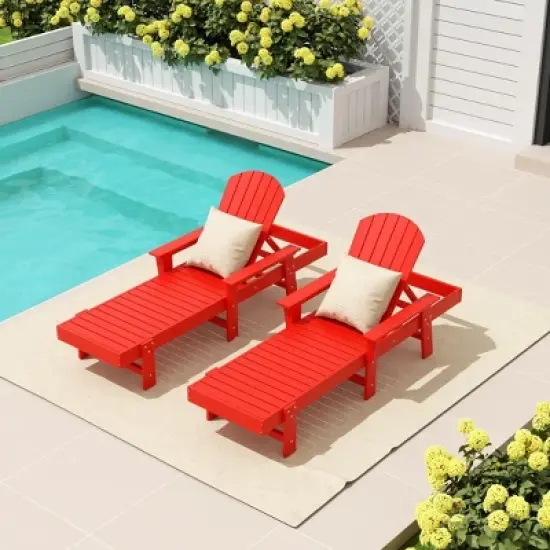 WestinTrends Dylan 2 Piece Adirondack Poly Reclining Chaise Lounge With Arms image {10}