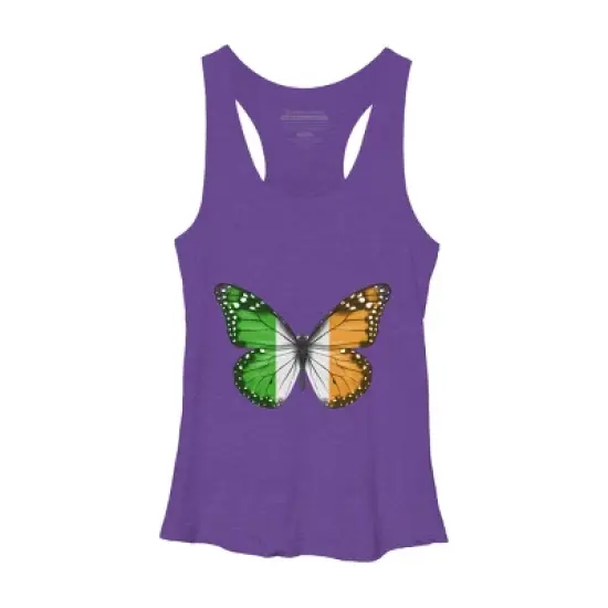 Women's Design By Humans Butterfly Flag Of Ireland By GiftsIdeas Racerback Tank Top image {3}