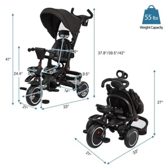 7 in 1 Folding Toddler Bike with Removable Adjustable Push Handle image {7}