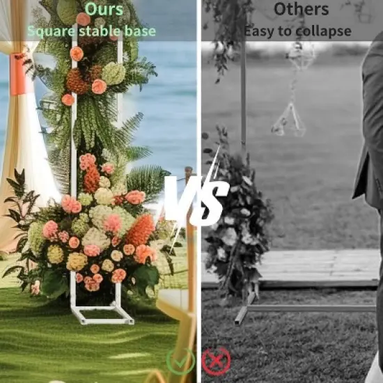 Artloge 7.87ft Modern Metal Pergola Arch White Wedding Arch Stand Garden Arbor with Heavy Duty Base for Ceremony Proposal Party image {4}