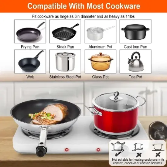 Mojgar Electric Double Burner Portable Coil Heating Hot Plate Stove Countertop image {4}