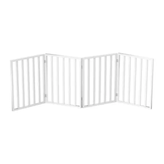 Indoor Pet Gate - 4-Panel Folding Dog Gate for Stairs or Doorways - 72x24-Inch Freestanding Pet Fence for Cats and Dogs by PETMAKER (White) image {7}