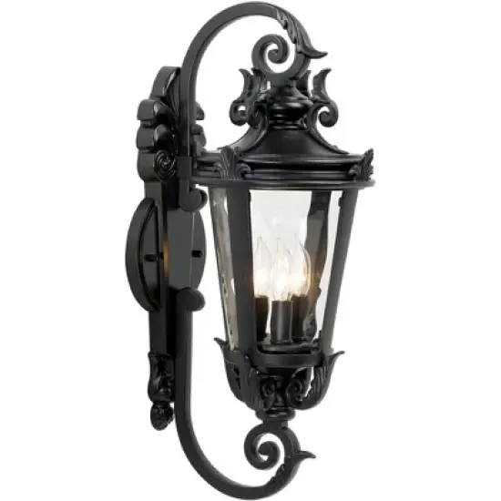 John Timberland Casa Marseille Vintage Rustic Outdoor Wall Light Fixture Black Scroll Arm 21 1/2" Clear Hammered Glass for Post Exterior Barn Deck image {8}