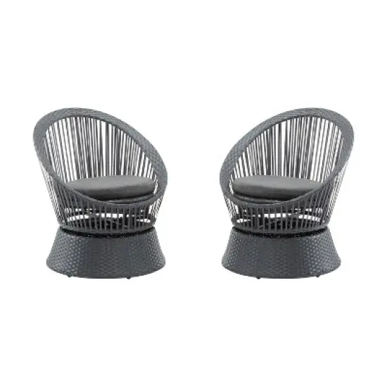 Christopher Knight Home Acheson Modern Outdoor Rattan and Iron Upholstered Accent Chair (Set of 2) image {9}