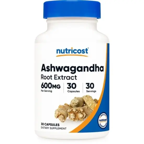 Nutricost Ashwagandha Root Extract Herbal Supplement 600mg, 30 Capsules - Vegetarian, GMO-Free, Gluten Free image {5}