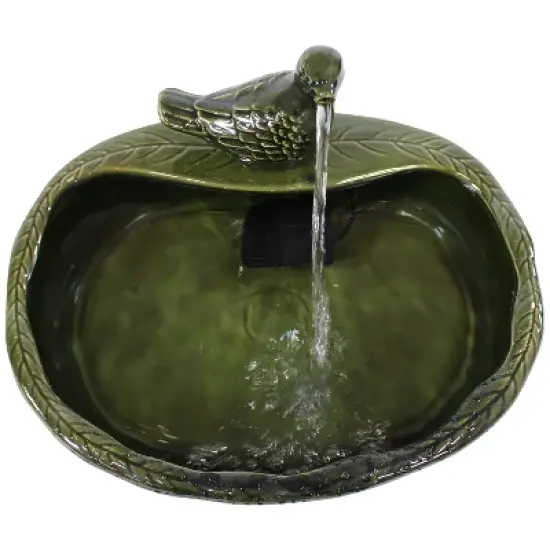 Sunnydaze Outdoor Solar Powered Glazed Ceramic Dove Water Fountain with Submersible Pump and Filter - 7" - Green image {5}