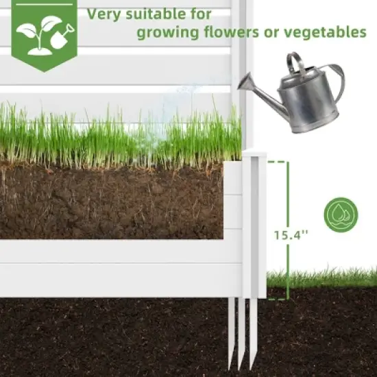 Lirago White PVC L Shaped Raised Garden Bed Combo 6ft x 3ft with 2 Planter Boxes and Privacy Screen Panel image {6}