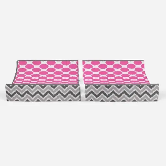 Bacati - Gray Zigzag Pink Dots Muslin Changing Pad Cover.... image {5}