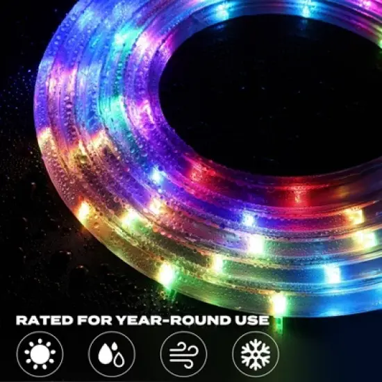 BrightLux 12ft LED Color Flow Rope Lights: Outdoor/Indoor, Music Sync, 500+ Modes, PVC Jacket image {5}