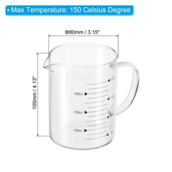 Unique Bargains 3.3 Borosilicate Glass V-Shaped Pour Spout Printed Scale Measuring Cup image {1}