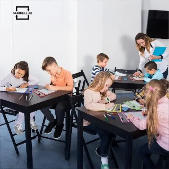 SCRIBBLEDO Reusable Dry Erase Pockets 50-Pack &ndash; Colorful Write & Wipe Sleeves for 8.5"x11" Worksheets image {3}