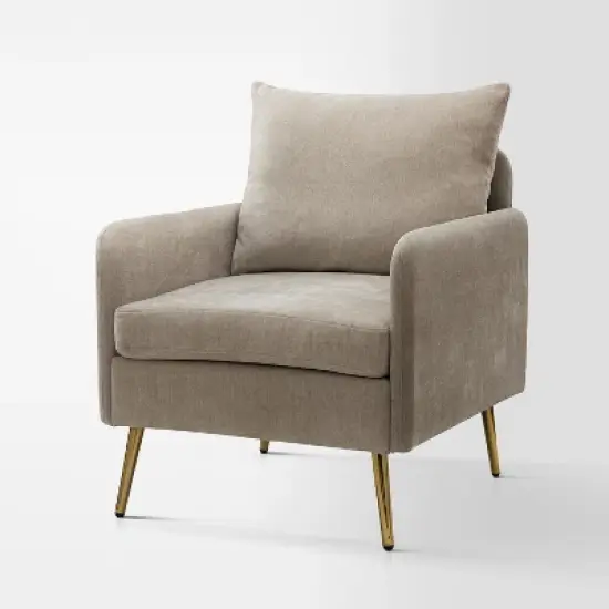 Giovann Wooden Upholstered Accent Chair Comfy Armchair Living Room and Bedroom Armchair with Metal Legs | Karat Home image {11}