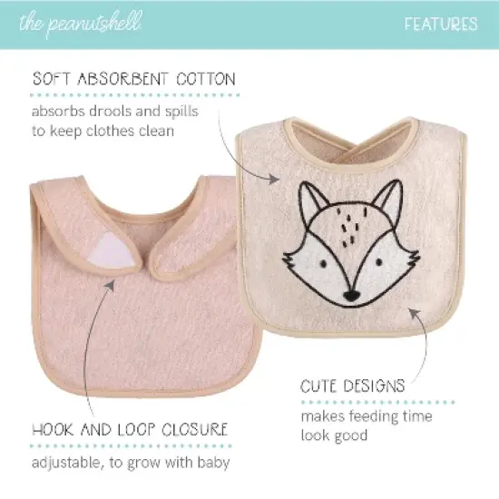 The Peanutshell Unisex Terry Bibs, 16 Pack for Feeding, Teething, or Drooling|Neutrals image {1}