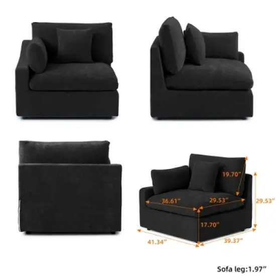Modular Sectional Sofa with Ottoman,156" U Shaped Down Filled Cloud Couch,8 Seater Convertible Living Room Sets,Cover Washable and Replaceable image {9}