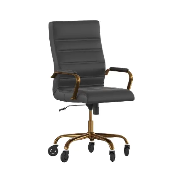 Flash Furniture Whitney High Back Executive Swivel Office Chair with Black Frame, Arms, and Transparent Roller Wheels image {9}