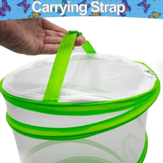 5 Star Super Deals Butterfly Growing Kit &ndash; 13" Tall Pop-Up Mesh Habitat Cage with Zipper Door, Carry Handle Insect Observation for Kids & Classrooms image {5}