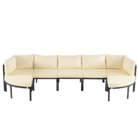 Outdoor Modular Sectional Sofa Set with Coffee Table, Ottoman, Cushions image {6}